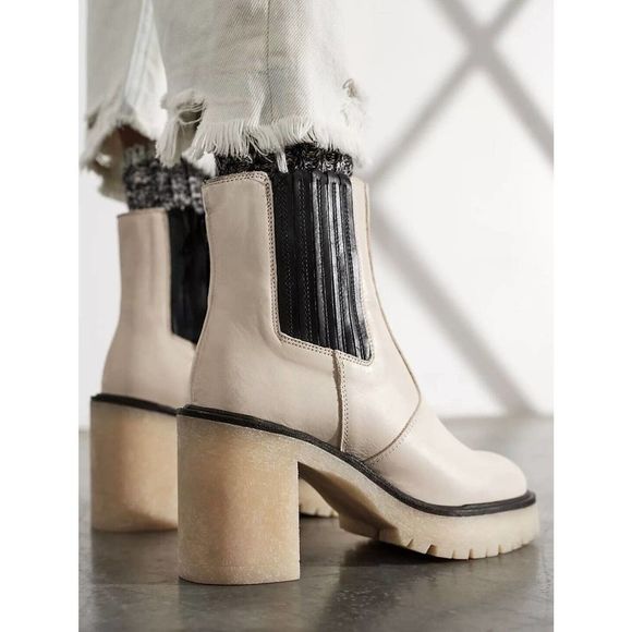Free People Boots James Chelsea Bone/White Leather Womens EU 41 US 10.5 Platform - Picture 7 of 14